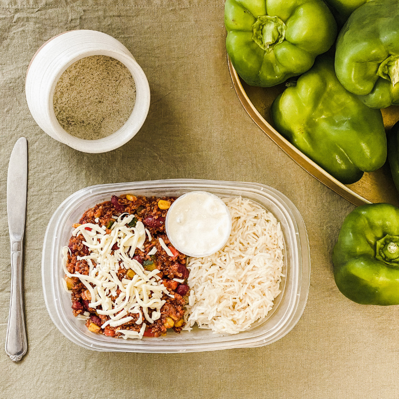 Chili végétarien et cheddar vieilli du Presbytère