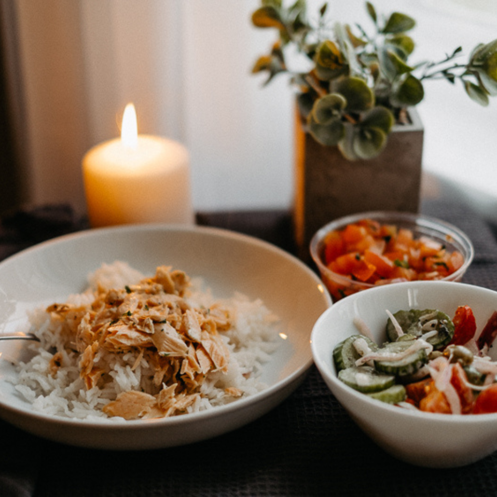Saumon laqué soya, érable & sésame, quinoa et légumes
