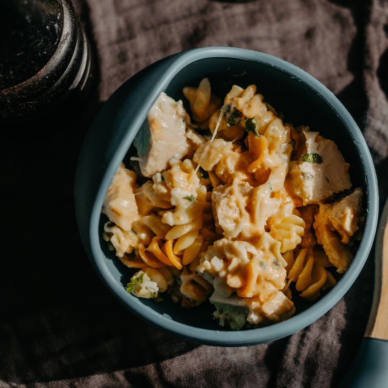 Fettuccine crémeux aux poireaux, poulet &amp; lardons