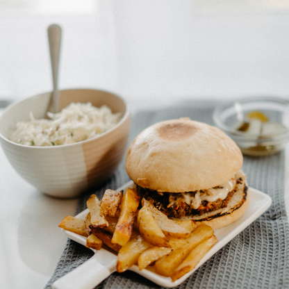 Burger de porc, bacon &amp; La Religieuse