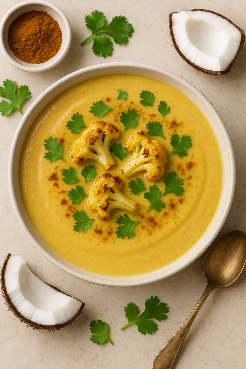 Potage de chou-fleur coco-curry