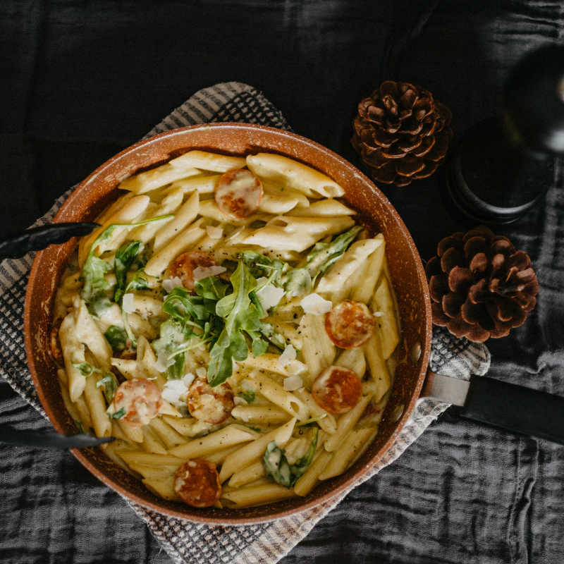 Gemelli aux crevettes et pesto de basilic