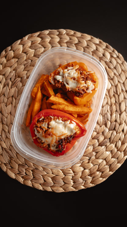 Poivrons farcis au bœuf et mozzarella